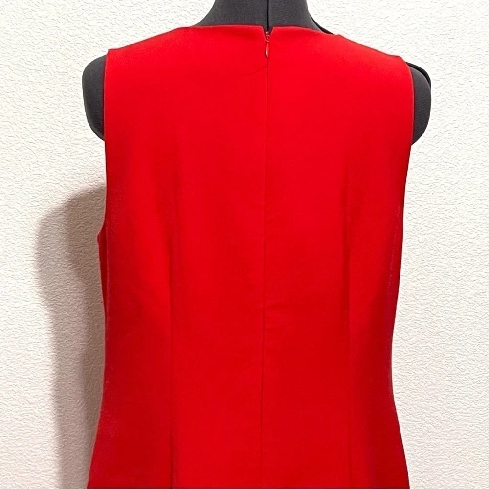 J.Crew Woman Red Grommet Scalloped Shift Sleeveless Dress Size 8